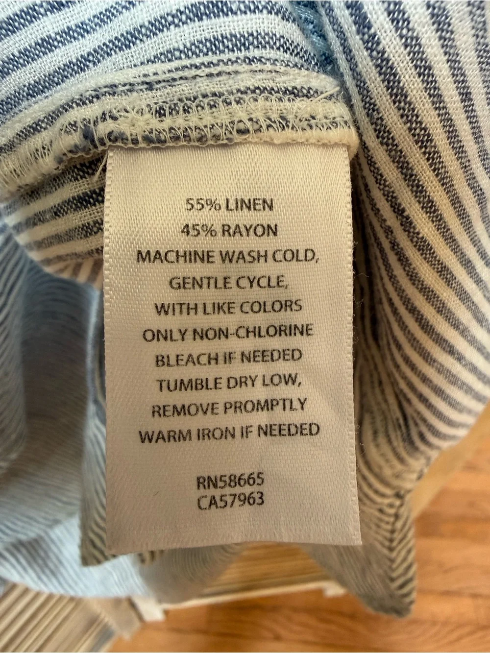 Caslon Blue & White Striped Short Sleeve Linen blend Button-Up Shirt - Picture 6 of 7